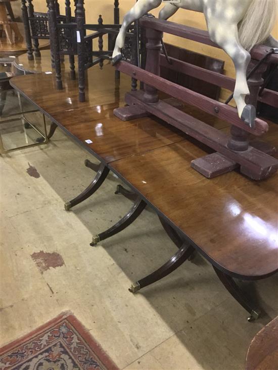 Triple pillar mahogany dining table